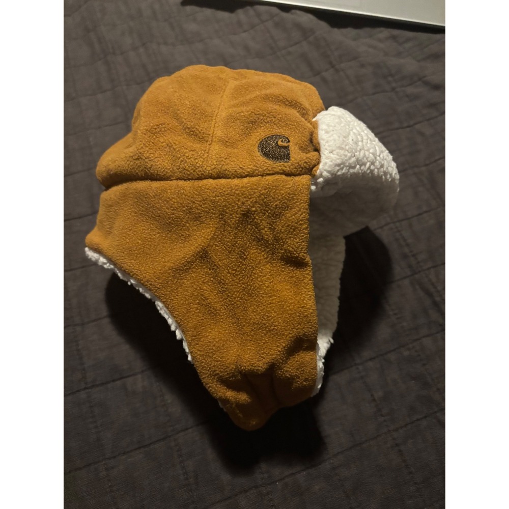 Carhartt Kids Brown Fleece Sherpa Lined Trapper Hat Infant Toddler Ear Flap Cap